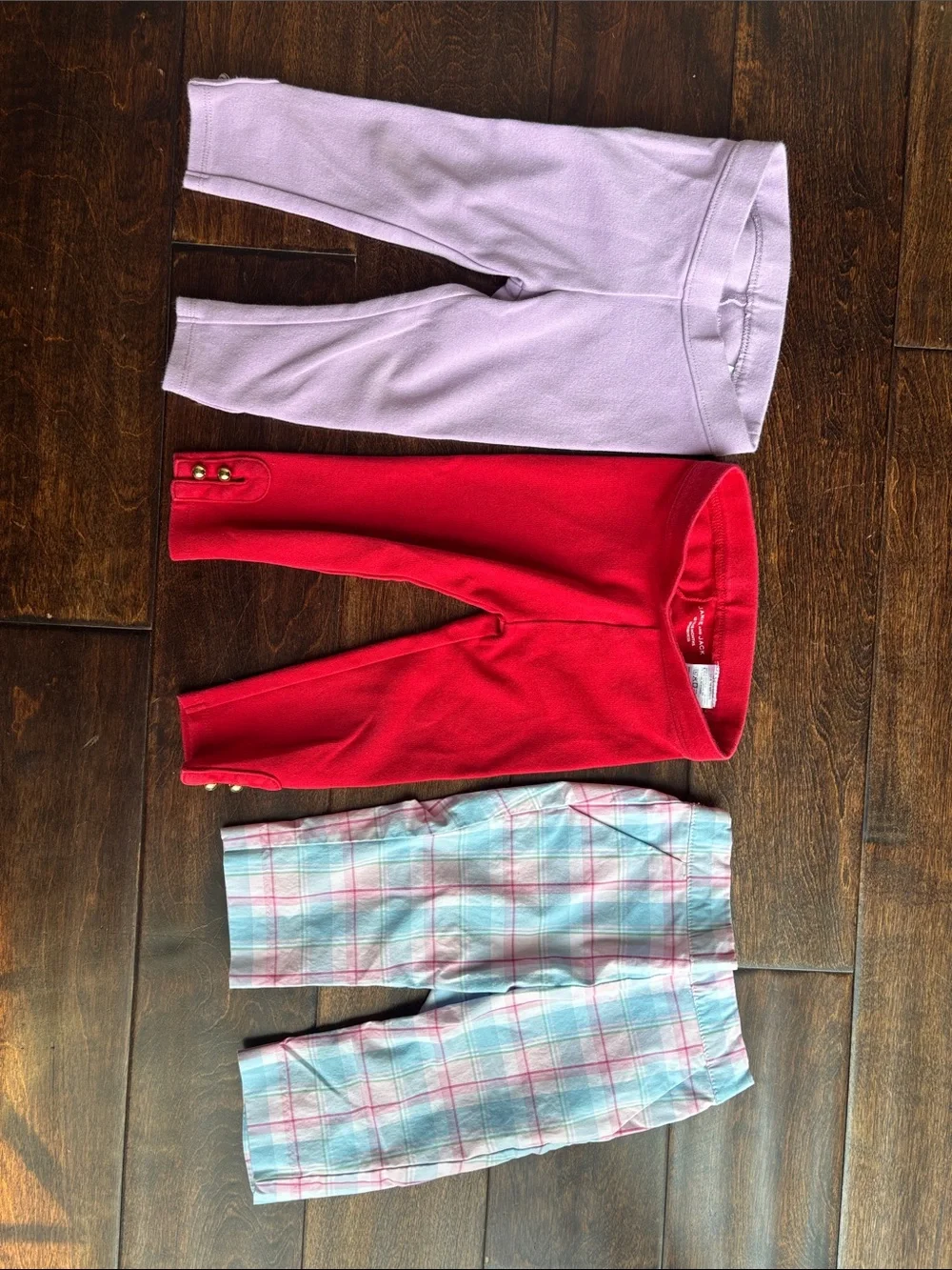Janie and Jack Girls Lavender, Red & Pastel Plaid Bottoms Set